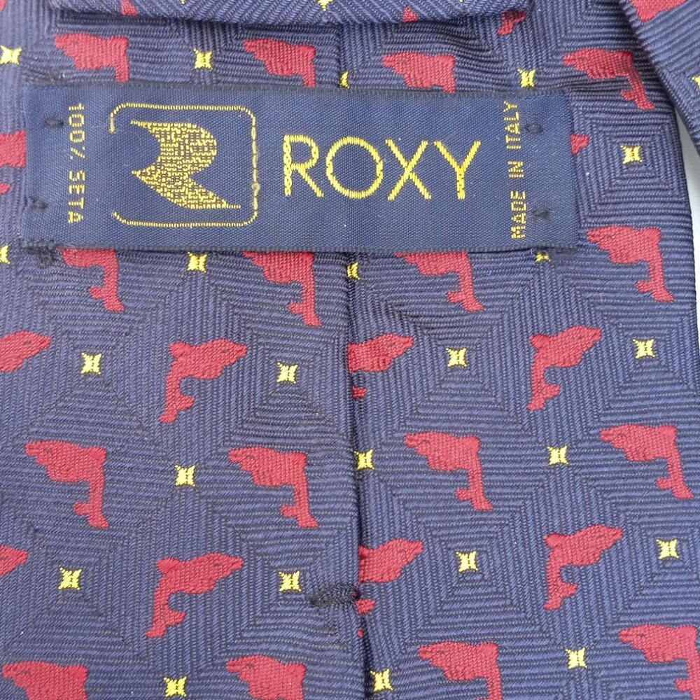 Roxy of Italy Neck Tie Dolphins & Stars 100% Silk - Picture 6 of 9